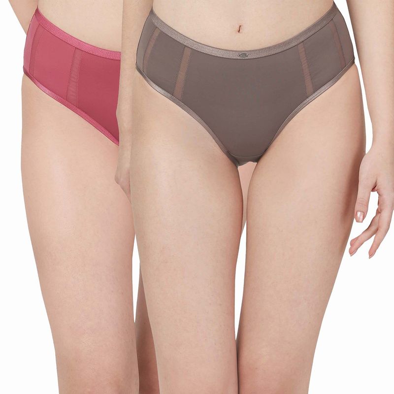 SOIE Women's High Waist Full Coverage Brief Multi-Color (Pack of 2) (S)